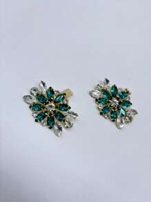 2pcs Asymmetrical Green Shoe Buckle Decor, Accessories For High Heels, Casual/Formal Shoes, Holiday/Wedding