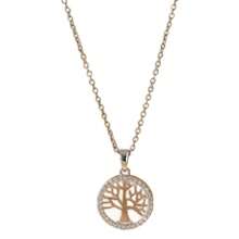 1 Collar con colgante del árbol de la vida de estilo bohemio elegante - Acero inoxidable 316 neutro con decoración de rhinestones, diseño circular dorado, un collar exquisito, adecuado para fiestas diarias y uso casual de las mujeres, joyería de moda, decoración del árbol de la vida/regalos festivos/para dar a amigos/para dar a familiares