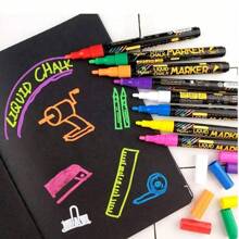8 Farben flüssiger löschbarer Kreidestift - waschbare und feuchtwischbare fluoreszierende Marker, geeignet für Tafel, Glas, Abschlussfeier, Schule, Kinder, Autoreparatur, Schulbedarf, Rückkehr zur Schule