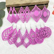 Set de 7 pares de aretes de madera con borlas en estilo bohemio, adecuados para fiestas, salidas y uso diario, primavera/verano, regalo para mujeres