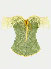 Women's Off Shoulder Jacquard Waist Corset Lace Strap Tops, Suitable For New Year Party, Valentine's Day, Holiday, Halloween Costume