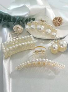 5pcs Fashionable Simple Women Daily Hair Clips, Large Size Hair Claw For High Crown, Elegant Design Fashion Hair Accessories Beauty Claw Clips