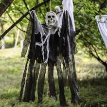 1pc Halloween Skeleton Head Gauze Prop, Horror HangingGhost Party Decor Pendant, Suitable For Outdoor HangingIndoor Decor, Horror Theme Party Decoration, BackgroundDecor,Placement, Yard Decoration