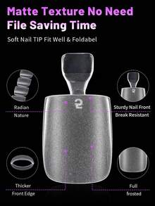 150片装按压式脚趾甲贴片，哑光软胶全覆盖方形亚克力人造假脚趾甲贴片，适用于美甲沙龙和家庭足部修脚美甲用品 - 無色 - 查看 2