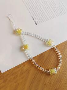 قلادة/حزام هاتف أكريليك ملون ذو رباعي أوراق البرسيم الحبات، متعدد الاستخدامات