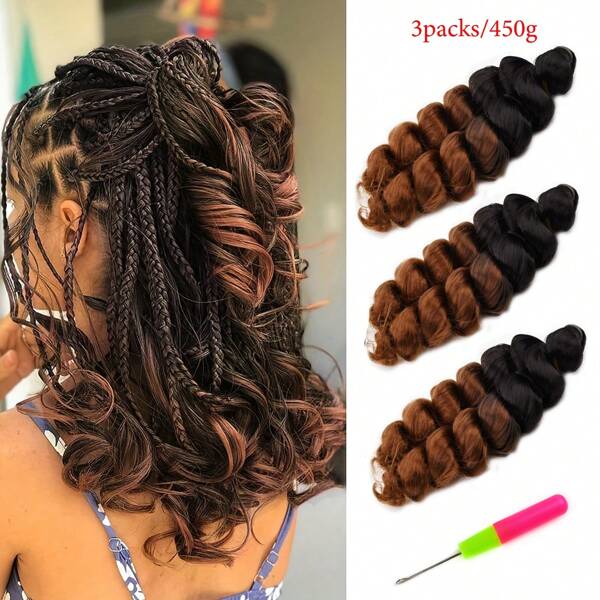 3 paquets de tresses bohémiennes - extensions de cheveux synthétiques à boucles lâches et torsadés français pour femmes, fibre résistante à haute température, parfait pour les vagues de plage et le style boho, cheveux ondulés de plage | Style bohème | Fibre de haute qualité, texture de cheveux de plage