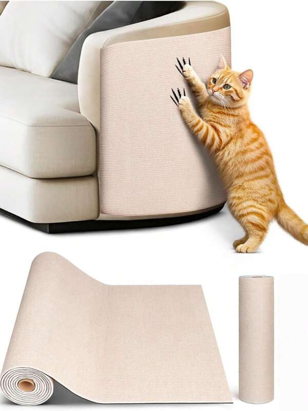 78.7"X15.8" Cat Scratch Mat, Trimmable Self-Adhesive Carpet, DIY Climb Cat Scratcher For Furniture Couch Or Wall Protector, Covering Cat Scratching Post Replacement Pads