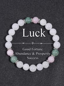 1pc Bohemian Style Love Bracelet ,Moonstone Rose Quartz Crystal Trust And Harmony Bracelet Meditation Jewelry Gifts For Women