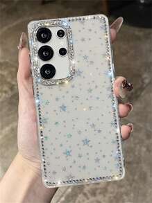 Étui de téléphone avec dos souple protecteur, scintillant de strass, paillettes laser et sequins étoilés, compatible avec Samsung Galaxy S25 Plus, S24, S23 Ultra, A56, A55, A35, A36, A15, A16 5G. Étui de luxe avec effet brillant