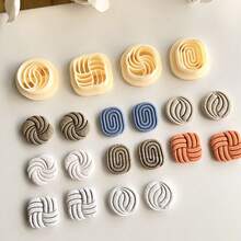 1pc/4pcs Geometric Line Pattern Soft Clay Mold, Used For Making DIY Handmade Earrings Mold - Yellow - View 10