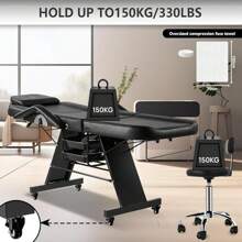 Adjustable Chair With Wheels 73inch Tattoo Bed Client Massage Table With Stool Massage Table Bed Spa Beauty Esthetician White