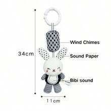婴儿风铃动物婴儿车床挂件黑白风铃婴儿毛绒可爱动物新生儿玩具 - 黑與白 - 查看 9
