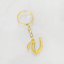 1 pièce Porte-clés pendentif en métal avec 26 lettres strass, style coréen minimaliste. Porte-clés de voiture, accessoire de sac à la mode, petit cadeau, cadeau pour elle, cadeau pour femme