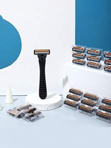 1 Razor + 20pcs Extra Refill Cartridges Blades Men Razor Gray Color Manual Shaver For Men Barber Shaving