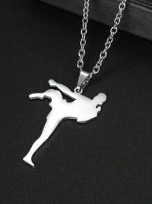 1 Pc Taekwondo Kongfu Fight Figure Women Men Pendant Necklace Stainless Steel Karate Fight Chain Necklace Jewelry For Sportsman