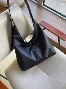 Bolso de hombro de gran capacidad y unicolor suave de estilo vintage para mujeres, bolso cruzado versátil con asa, bolso de hombro tipo hobo de gran capacidad, bolso cruzado de bandolera casual para el trabajo
