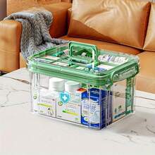 Double Waterproof Transparent PVC Medicine Storage Box - Easy Access, Suitable For Home And Travel, No Power Supply Required, Light Weight, Frosted Surface, Countertop Installation, Compact Design, Waterproof Storage Box