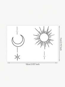 1pc Waterproof Temporary Tattoo Sticker, Beautiful Sun & Moon Design, Suitable For Fashion-Forward People