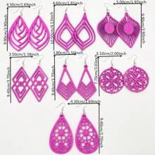 Set de 7 pares de aretes de madera con borlas en estilo bohemio, adecuados para fiestas, salidas y uso diario, primavera/verano, regalo para mujeres