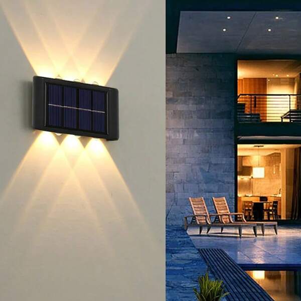 1pc Solar Wall Light, No Wiring Required | Double-Sided Illumination + Daytime Charging & Automatic Lighting At Night | IP65 Waterproof & Lightning Proof | Patio, Corridor Decor Lamp