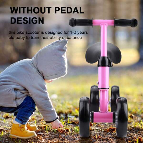 Mini bicicleta, patinete, andador y patinete para bebés de 1 a 2 años (rosa)