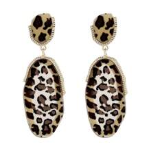 Mydear 1 Pair Retro Geometric Leopard Print Resin Pendant Earrings Suitable For Women's Everyday Wear
