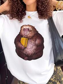 Xing Xing Monkey Funny-Shirt – Viral Tee-Shirt        Summer-Shirt Women - White - View 1