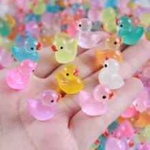 30pcs/50pcs Fun Glow-In-The-Dark Mini Yellow Duck Ornament, Craft Decor For Car