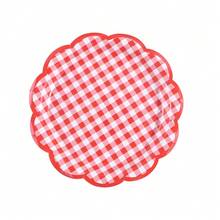 红色格子纸盘，派对用一次性盘子 - 彩色 - 查看 15