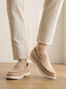 Men's Slope Heel Loafers - Minimalist Four Seasons Casual Shoes,2025 New Formal Men's Fashion Versatile Slope Heel Shoes,One Stirrup Loafers,Suitable For Outdoor, Everyday Wear, And Street Style - Available In Black, Gray, Beige, And Blue, Comfortable Shoes