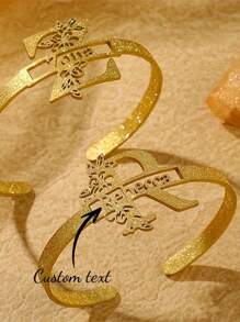1PC Personalized First Letter Name Bracelet - Custom Birthday Flower Jewelry, For Women, Mother, Anniversary - 304 Stainless Steelining Nameplate - Her Elegant Birthday Flower Charm Pendant, Mom, Wife - Romantic Custom Gift, Decorative Floral Element, Frosted