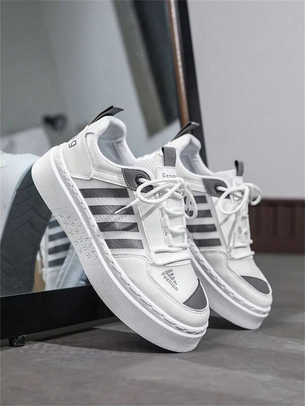 Men's 2024 New Summer Mesh Breathable Non-Slip Casual White Sneakers, Thick Sole Platform Versatile Fashion Shoes