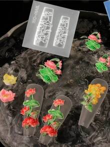 3D莲花锦鲤美甲装饰模具，美甲用品，美甲工具，美甲艺术工具，返校季，美甲，美甲贴片工具 - 無色 - 查看 5