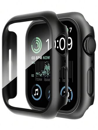 Buit In Tempered Glass Screen Protector- All Around Hard PC Protective Watch Case High Definition Ultra-Thin Cover For Apple Watch Series Ultra/SE/11/10/9/8/7/6/5/4/3/2/1, For Apple Watch Case 38/40/41/42/44/45/46/49mm, Intelligent Watch Case Accessories, Black