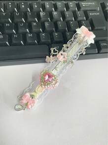 1Pc Starry Sky Sparkling Love Ribbon Long Hand Account Knife Tool Stationery Learning Supplies Disassembly Small Sharp Simple Fresh Creativity,Back To School,School Supplies