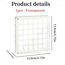 1pc 36-Slot Acrylic Square Clear Seashell Collection Box, Beach Theme Micro Stone Specimen Display, Tabletop Seashell Jewelry Storage Box, DIY Craft Gift Box For Holidays