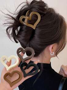 4 Stück elegante, minimalistische herzförmige Haarklammern in Latte-Farbe mit matter Oberfläche, Tageshaarclips für Hochsteckfrisuren und halbe Hochsteckfrisuren, Haaraccessoires geeignet für Muttertag, Schulanfang, Thanksgiving, Weihnachten, Geschenke - Haarklammern, Haarklemmen, Haarclips, elegante Haarklammern für Frauen