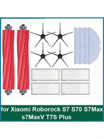 Repuestos compatibles con Roborock S7, S70, S75, S7+, S7Max, S7 Maxv Ultra, T7, T7 Plus, T7S Plus, S7 Pro Ultra Robot Aspirador, Cepillo rodante, Filtro, Cepillo lateral, Paños de fregado, Piezas de repuesto y accesorios
