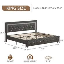 Twin/ Full/ Queen/ King Size Bed Frame, Upholstered Bed Frame With Diamond Headboard And Footboard, Pearl White/ Beige/ Black/ Grey/ Pink/ Purple/ Green - Xám - Xem 10