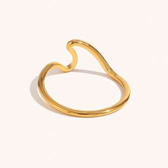 Classic Minimalist Wave Ring, Fashionable Versatile 18K Gold Plated Stainless Steel Band Jewelry
