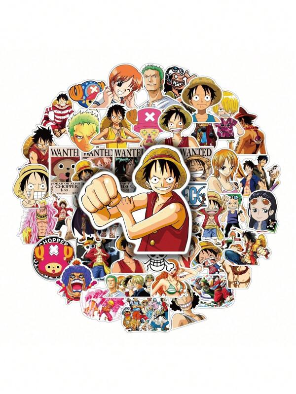 bandai 50PCS Japanese One Piece Anime Stickers DIY Motorcycle Luggage Suitcase Waterproof Cartoon Cool Decals Decoration Fun For Kids Gift ﻿ Room Decor Wall Decor Wall Stickers Wall Sticker