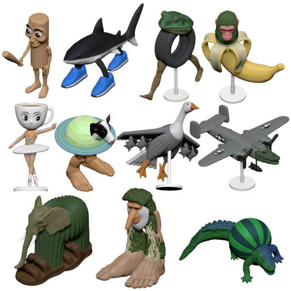 Tungtungtungsahur Shan Hai Jing Anime Character Mini Action Figures, Cartoon Cute Collectible Figurines, Birthday/Christmas Gifts, Assemble Models, Decoration Accessories For Home, Office