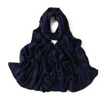 1件高品质纯色闪亮水钻雪纺真丝围巾/头巾，亮片素色穆斯林头巾披肩，适合搭配连衣裙 - A - 查看 7