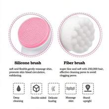 قطعة واحدة فرشاة تنظيف الوجه اليدوية ذات الوجهين، فرشاة تقشير الوجه، فرشاة تنظيف الوجه بشعيرات ناعمة، ممسحة للتدليك وتنظيف البشرة