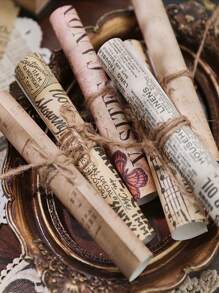 30pcs/Pack Vintage Letter Series Paper, Large Size Background Material With Rich Patterns, Suitable For Writing, Retro Stationery, Scrapbooking, Back To School - Multicolor - View 6