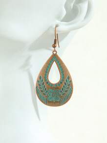 TopHanqi Conjunto de 18/3 pares de pendientes vintage de estilo bohemio en color bronce para mujeres, pendientes geométricos con turquesa sintética, aptos para uso diario, transporte, fiesta, citas, fotografía callejera, todas las estaciones