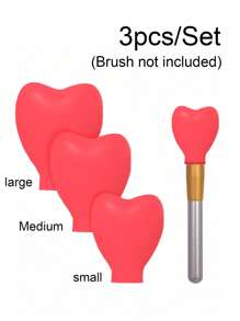 3pcs/Set Heart-Shaped Silicone Makeup Brush Protectors, Anti-Dust Storage & Protection Case, Brush Guards To Prevent Frizz,Makeup Brush Dust Protective Cover, Suitable For Travel, Vacation,Makeup Table, Dormitory,Ideal For Women, Daughters, Sisters, Teachers