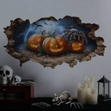 Zucca con crepe 3D e adesivi da parete per Ognissanti, impermeabile, rimovibile, autoadesivo, facile da applicare e staccare, PVC rimovibile per soggiorno, camera da letto, bagno, decorazioni festive, decorazioni per Ognissanti
