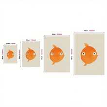 Goldfish Cartoon Art Print Poster - Frameless Canvas Wall Decor, Modern Retro Style, Suitable For Home, Office, Bathroom, Living Room, Bedroom - Indoor Animal Fish Theme Illustration Wall Hanging Decor - Canvas Ink Painting, Portrait - Spring/Winter Art Print - Multicolor - View 4