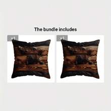 TOPSSCTR 2pcs Throw Pillow Cover, Pillowcases, Retro Wood Grain Pattern Pillowcases, Cabin Style Pillowcases, Single-Sided Printing, Suitable For Sofa, Living Room, Bedroom Car Cushions, Home Decoration, No Pillow Core